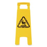 Boardwalk Caution Safety Sign For Wet Floors, 2-Sided, Plastic, 10x2x26, Yellow 3485217